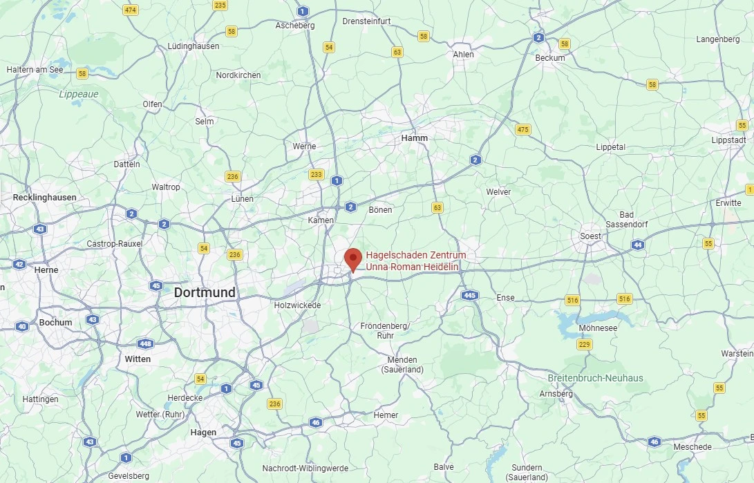 Karte Standort Hagelschadenzentrum Unna